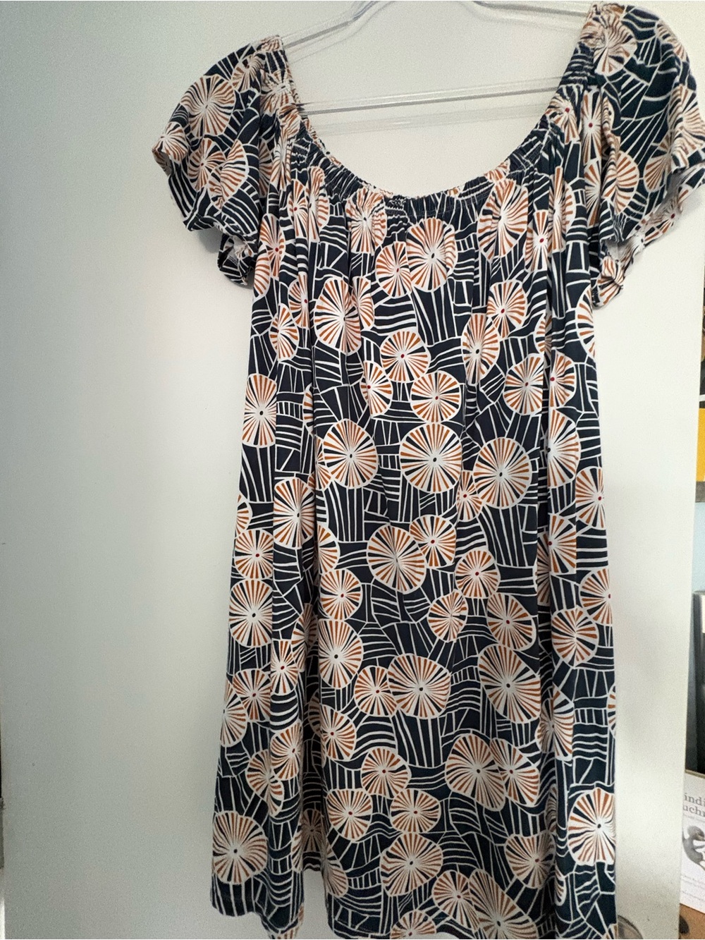 Ava Sky Navy Blue and Cream Floral Swing Dress